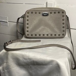 Authentic Michael Kors Taupe embellished crossbody leather bag preowned